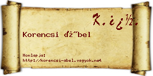 Korencsi Ábel névjegykártya