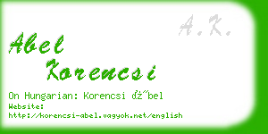 abel korencsi business card